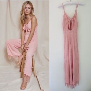 Cleobella Pink Angelina Cutout Tassel Jumpsuit Sz XS NWT